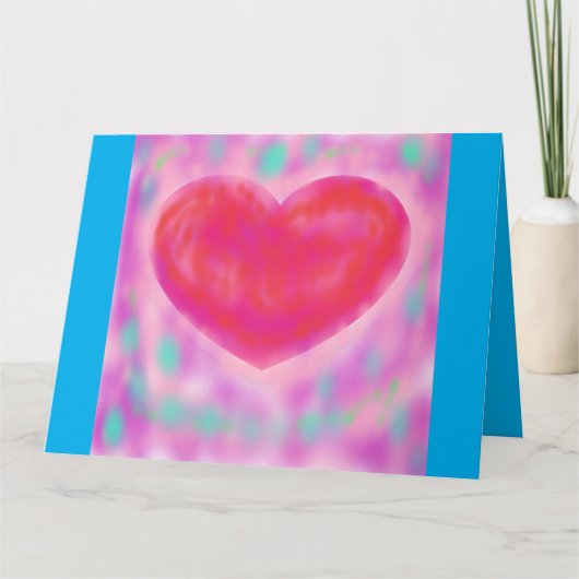 パステルとハートのロマンチックな青いカード カード (正面)
