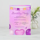 パステルとパステルの誕生日パーティーへの招待 招待状 (スタンド正面)