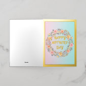 パステルとフローラリースマザーズデイ金ゴールド 箔グリーティングカード (外側レイダウン)