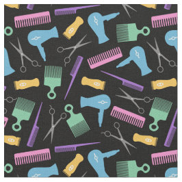 パステルとブラックヘアツールのシルエットパターン ファブリック