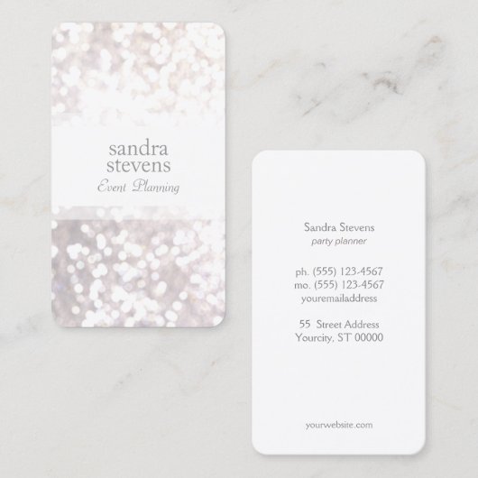パステルなホワイトグリッター《写真》ぼけ味シエレガントック 名刺 (正面/裏面)
