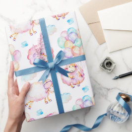 パステルに浮かぶバルーンの雲 ラッピングペーパー