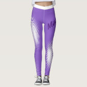 パステルに白いドットパターンを持つ大型スクリプト文字 レギンス (正面)