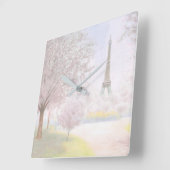 パステルのかわいらしいパリ スクエア壁時計 (傾斜)