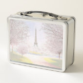 パステルのかわいらしいパリ メタルランチボックス (裏面)
