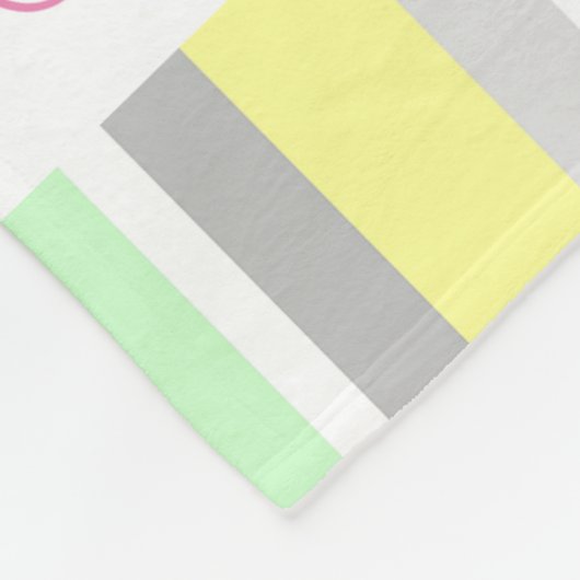 パステルのストライプとのパーソナライズな女の子のユニコーン フリースブランケット (角)