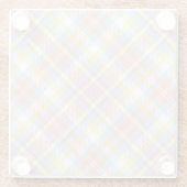 パステルのストライプな格子縞 ガラスコースター (裏面)