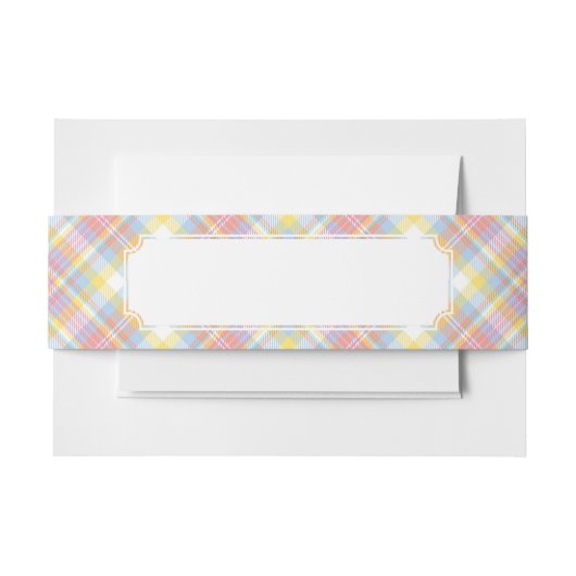 パステルのストライプな格子縞 招待状ベリーバンド (正面例)