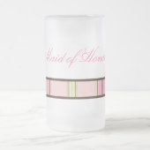 パステルのストライプのメイド・オブ・オーナー(花嫁付き添い人)のマグ フロストグラスビールジョッキ (中央)
