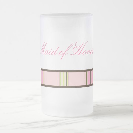 パステルのストライプのメイド・オブ・オーナー(花嫁付き添い人)のマグ フロストグラスビールジョッキ (中央)