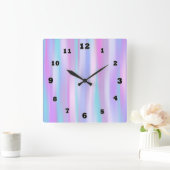 パステルのストライプの正方形の柱時計 スクエア壁時計 (ホーム)