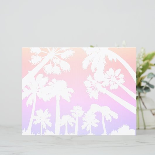 パステルのヤシの木の筆記用紙 (スタンド正面)