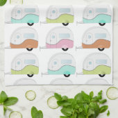 パステルのレトロのキャンピングカー キッチンタオル (折り畳み)