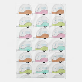 パステルのレトロのキャンピングカー キッチンタオル