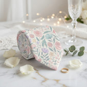 パステルの優しい花柄 ネクタイ