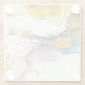 パステルの優しさ：黄金の渦巻きアート。 ガラスコースター (裏面)