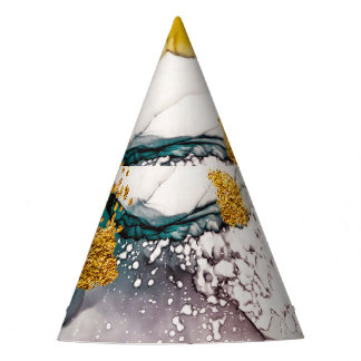 パステルの優しさ：黄金の渦巻きアート。 パーティーハット