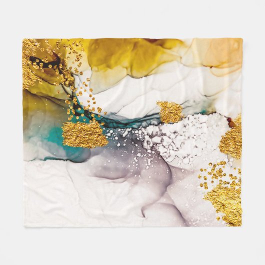 パステルの優しさ:黄金の渦巻きアート。 フリースブランケット (正面(横))