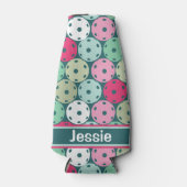 パステルの名前のダークグリーンのピックボール ボトルクーラー (正面)