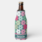 パステルの名前のダークグリーンのピックボール ボトルクーラー (ボトル正面)