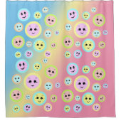 パステルの幸せな顔-おもしろいと可愛い シャワーカーテン (正面)