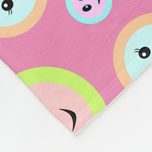 パステルの幸せな顔-おもしろいと可愛い フリースブランケット (角)