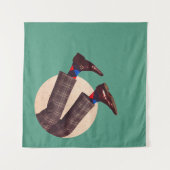 パステルの幾何学上に、雄の脚が円く積み重なっている  タペストリー (正面(横))