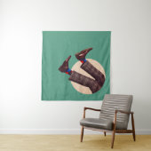 パステルの幾何学上に、雄の脚が円く積み重なっている  タペストリー (インサイチュ)