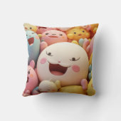 パステルの柔らかく幸せな生き物のグループ クッション (裏面)
