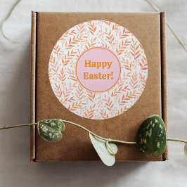 パステルの水の色の枝オレンジとピンクのイースター ラウンドシール