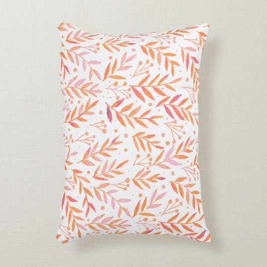 パステルの水の色の枝オレンジとピンク アクセントクッション (正面(垂直))