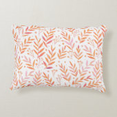 パステルの水の色の枝オレンジとピンク アクセントクッション (裏面)