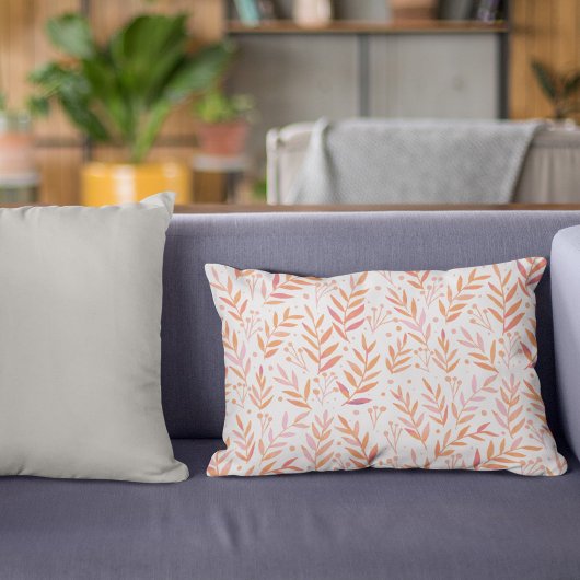 パステルの水の色の枝オレンジとピンク アクセントクッション