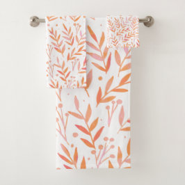 パステルの水の色の枝オレンジとピンク バスタオルセット