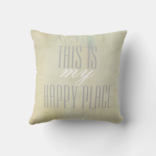 パステルの水彩上の引用文グレーの枕 クッション (裏面)