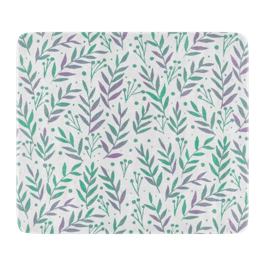 パステルの水色の枝は紫と緑 カッティングボード (正面)