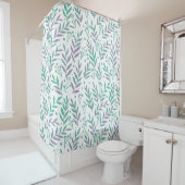 パステルの水色の枝は紫と緑 シャワーカーテン (インサイチュ)