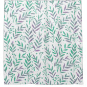 パステルの水色の枝は紫と緑 シャワーカーテン (正面)