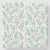 パステルの水色の枝は紫と緑 ストーンコースター (正面)