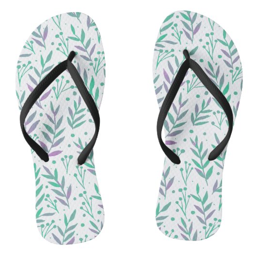 パステルの水色の枝は紫と緑 ビーチサンダル (ソール)