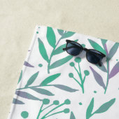 パステルの水色の枝は紫と緑 ビーチタオル (インサイチュ)