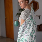 パステルの水色の枝は紫と緑 フリースブランケット