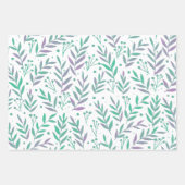 パステルの水色の枝は紫と緑 ラッピングペーパーシート (正面2)