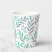 パステルの水色の枝は紫と緑 紙コップ (正面)