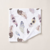 パステルの水色の部族の羽のパターン バスタオルセット (ウォッシュタオル)