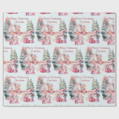 パステルの甘い雪だるま追加ガールズネームクリスマス ラッピングペーパー (フラット)