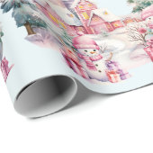 パステルの甘い雪だるま追加ガールズネームクリスマス ラッピングペーパー (ロールコーナー)