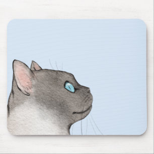 パステルの背景にあるミニマリスト猫プロフィール マウスパッド