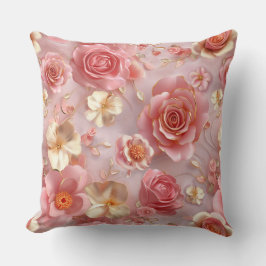 パステルの背景にピンクとクリームの花 クッション
