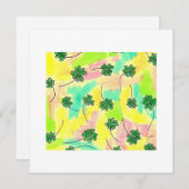 パステルの背景に四つ葉のクローバー シーズンカード (正面/裏面)